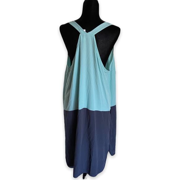 LOFT Womens Dress XXL‎ Colorblock Drop Waist Blue Aqua Slip Tank Ann Taylor NEW - Picture 4 of 6